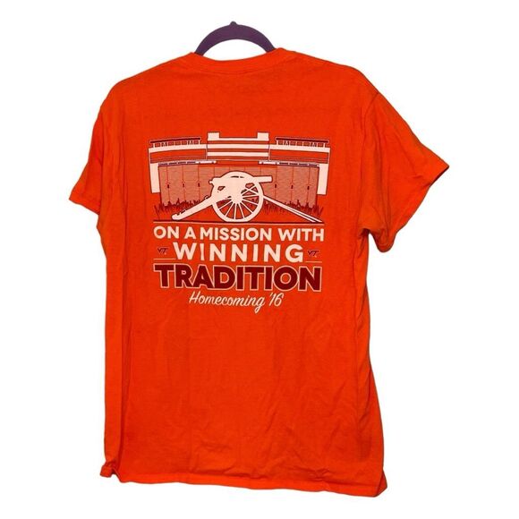 Virginia Tech Graphic Tee Shirt Orange Maroon Hokie Nation College Football - Picture 2 of 6
